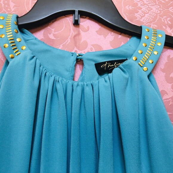 Thalia Sodi Women's Dress Blue Sleeveless Healt-neck Size M Excellent Condition$ - Picture 6 of 8